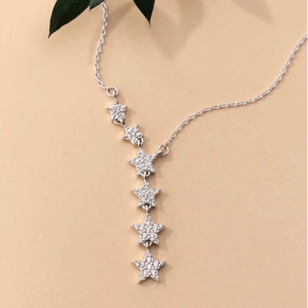 Twinkle Stars Y-Shape Pendant Necklace